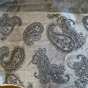 MM Lafleur scarf, gray 78 inches long paisley great travel blanket or shawl